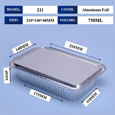 211 750ML Aluminium Foil Tiffin Box 210*140*48mm For Barbecue