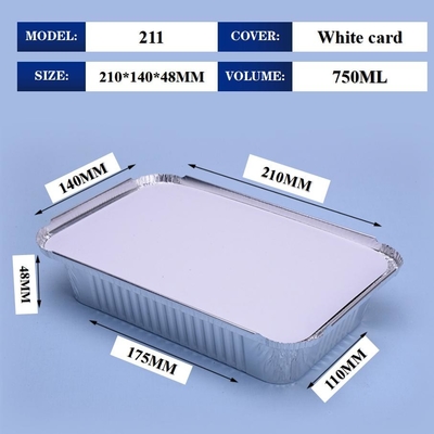 211 750ML Aluminium Foil Tiffin Box 210*140*48mm For Barbecue