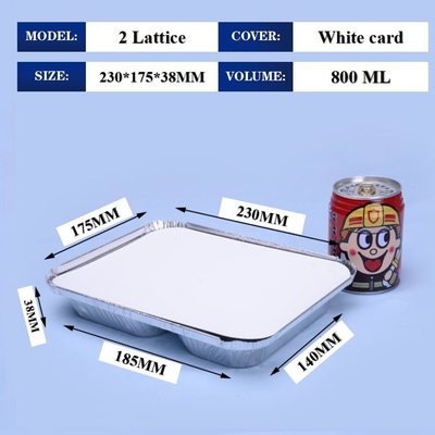 800ML Aluminum Foil Lunch Box 230mm*175mm*38mm Wholesales Container Tray Square Pans High Quality 2 Lattice