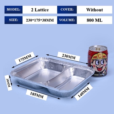 800ML Aluminum Foil Lunch Box 230mm*175mm*38mm Wholesales Container Tray Square Pans High Quality 2 Lattice