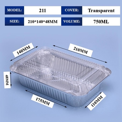 211 750ML Aluminium Foil Tiffin Box 210*140*48mm For Barbecue