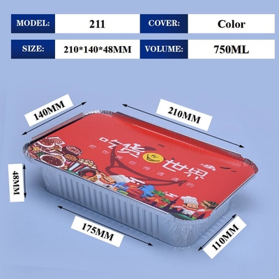 211 750ML Aluminium Foil Tiffin Box 210*140*48mm For Barbecue