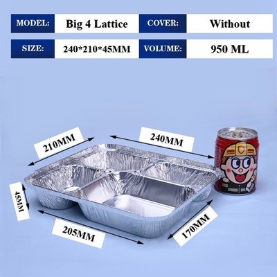 Compartment Divided Aluminium Foil Lunch Box High Temperature Resistant