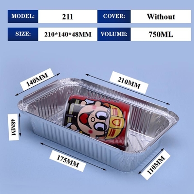 211 750ML Aluminium Foil Tiffin Box 210*140*48mm For Barbecue