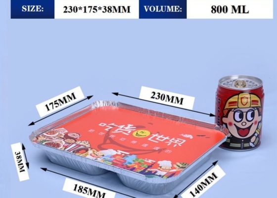 Compartment Divided Aluminium Foil Lunch Box High Temperature Resistant