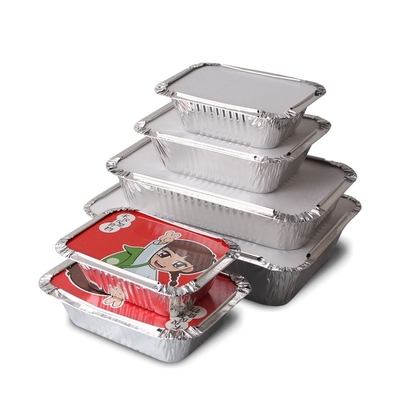 190*110*45MM Food Packaging Pan Food 500ML Box Trays With Lid Aluminium Disposable Containers Aluminum Foil Container